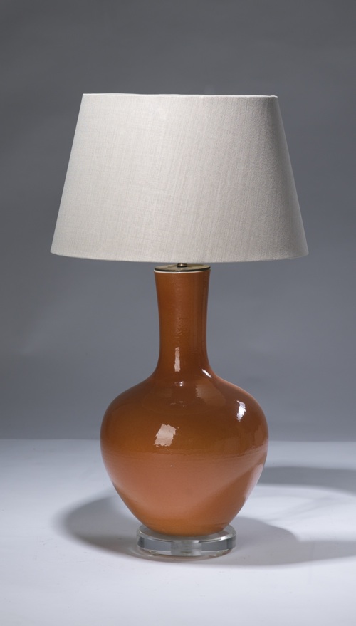 Single Medium Orange Ceramic Lamp On Perspex Base