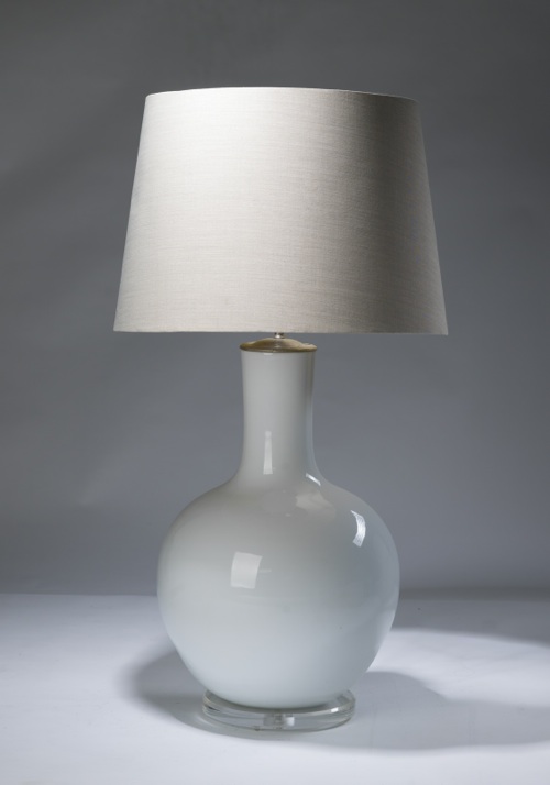 Single Large White Ceramic Lamp On Perspex Base