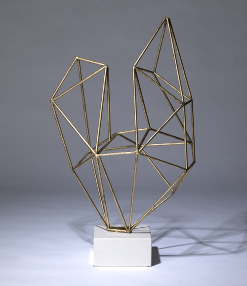 Wide Gilt Wrought Iron Abstract Sculpture