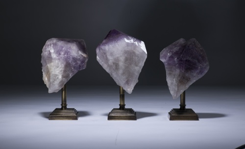 Amethyst Chunks On Distressed Brass Stands