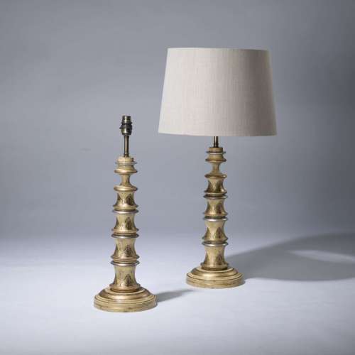 Pair Of Medium METAL Cream Painted  C1960  Classical Column Lamps