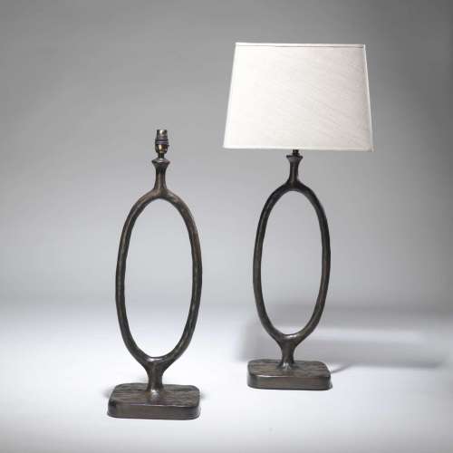 Pair Of Large Brown 'Oval' Bronze Lamps
