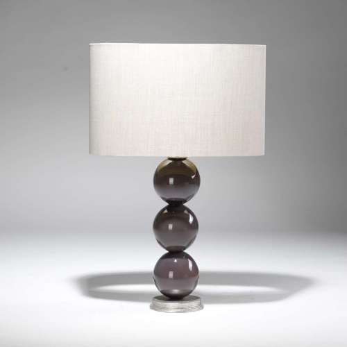 Single Medium 3 Brown Glass Ball Lamp On Silver Leaf Base