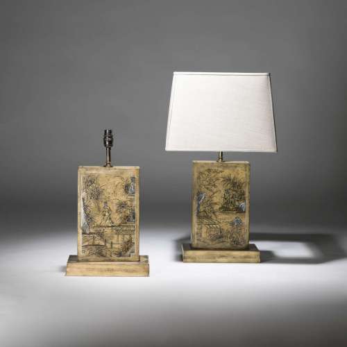 Pair Of Medium Yellow Chinoiseries Painted Wooden Lamps