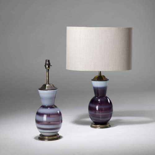 Pair Of Small Purple Gourd Shape Lamps