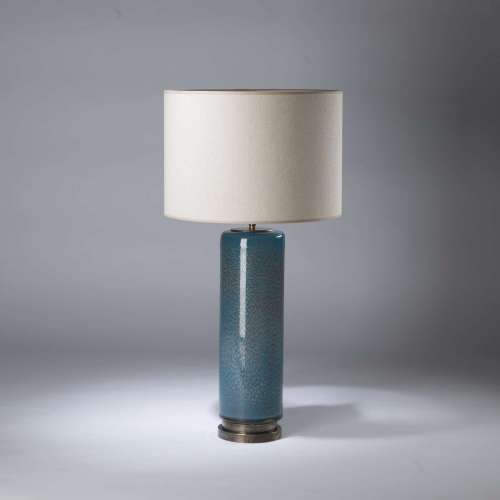 SINGLE Tall Blue And Pink Bubble Lamp On Double Brass Base