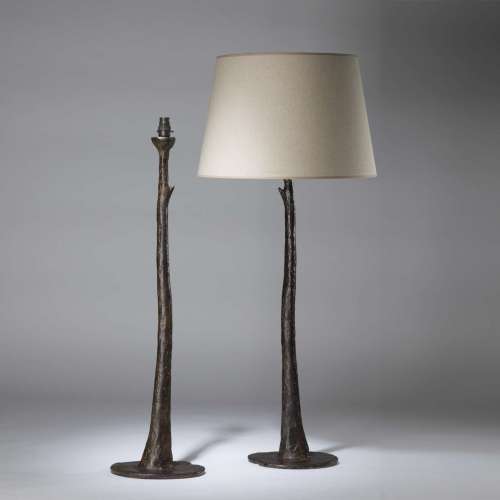 Pair Of Very Tall Brown Bronze Painted Finish Stem And Thorn Metal Lamps