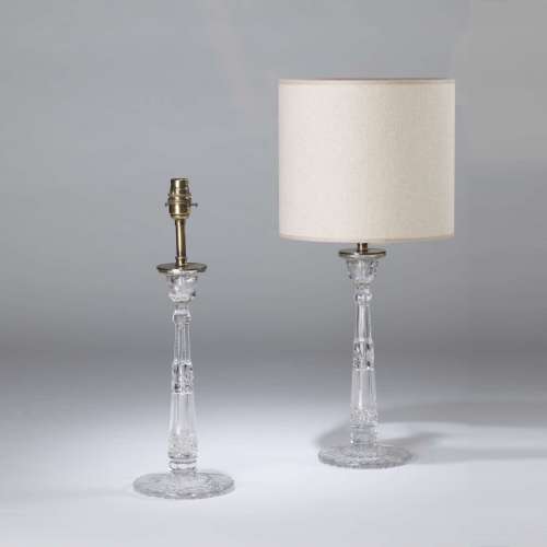 Pair Of Small Antique Cut Glass 'candlestick' Lamps