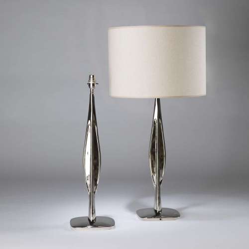 Pair Of Medium  Nickelled  Bronze Italian 1950's Style Lamps