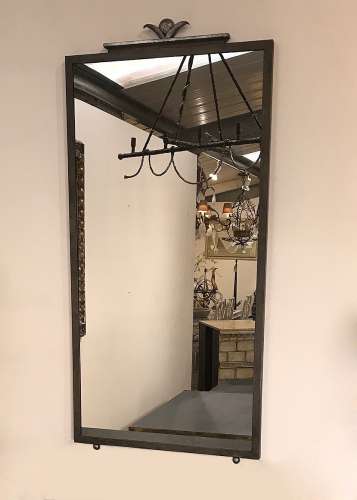 Wrought Iron Mirror In Mouses Back & Silver Finish