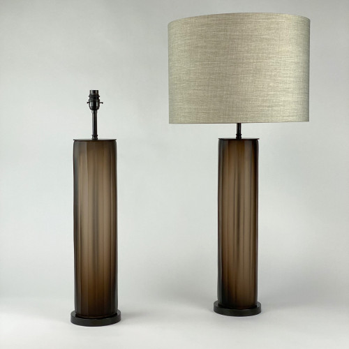 Pair Of Large Brown "Laura" Lamps On Brown Bronze Bases
