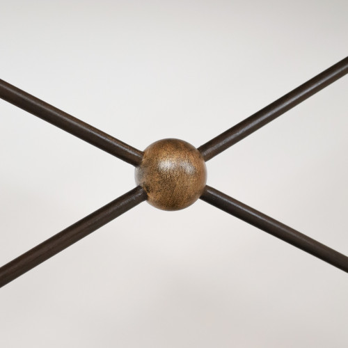 Medium Wrought Iron ‘Cross’ Console With Brown Bronze Finish And Distressed Gilt Highlights With Marble Top