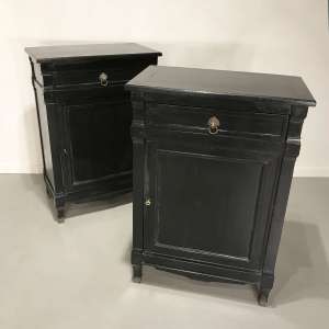 Pair Of Modern Black Painted Oak Cabinets (T4503)