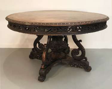 Anglo-Indian Hardwood Centre Table Circa 1840. A Truly Beautiful Example With Small Loss To Base Carving. (T4553)