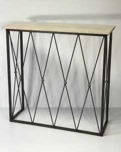 Wrought Iron 'Diamond' Console Table In Dark Bronze Finish With Gold Highlights (T5020)