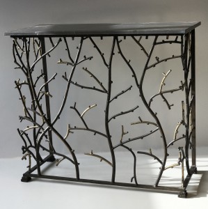 Small Iron Coral Console With Marble Top (T5028)