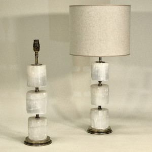 Pair Of Medium Selenite 'stack' Lamps On Stepped Antique Brass Bases (T5180)