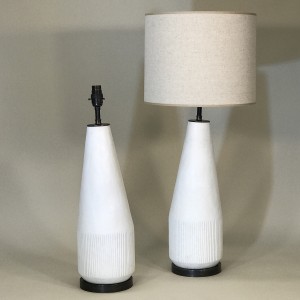 Pair Of Large White Cut Glass Asymmetric Lamps On Brown Bronze Bases (T5249)