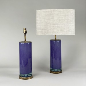 Pair Of Medium Purple 'bubble' Glass Column Lamps With Antique Brass Bases (T5382)