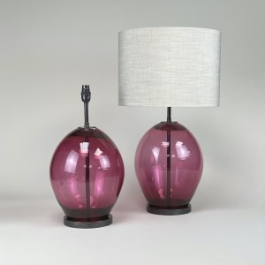 Pair Of Medium Pink Glass Bubble Lamps With Brown Bronze Bases (T5396)