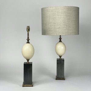 pair of small ostrich egg lamps with blackened steel finish (T5503)
