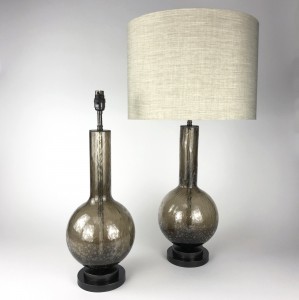 Pair of Brown Glass Bubble Lamps on Antique Brass Stand (T6139)