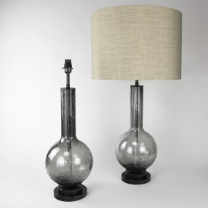 Pair of Grey 'Alchemy' Glass Lamps on Antique Brass Bases (T6271)