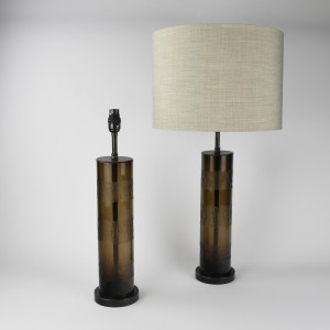 Pair of Medium Brown 'Kathryn' Column Glass Table Lamps on Brown Bronze Bases (T6273)