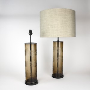 Pair of Large Brown 'Kathryn' Glass Table Lamps on Brown Bronze Bases (T6369)