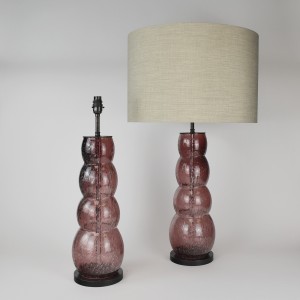 Pair of Large Tea 'Bubble Effect' Glass Table Lamps on Brown Bronze Bases (T6373)