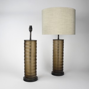 Pair of Medium 'Rolo' Brown Glass Table Lamps on Brown Bronze Bases (T6426)