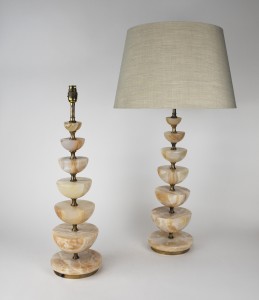 Pair of Onyx Table Lamps on Antique Brass Bases (T6446)