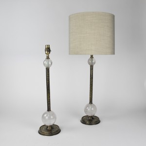 Pair of Small Rock Crystal Table Lamps on Antique Brass Bases (T6497)