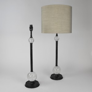 Pair of Small Rock Crystal Table Lamps on Brown Bronze Bases (T6503)