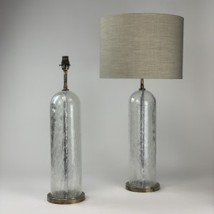 Pair Of Clear Glass Bubble Lamps On Antique Brass Bases (T6695)