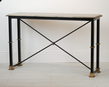Wrought Iron 'Simple' Console In Black Paint Finish With Marble Top (T7113)