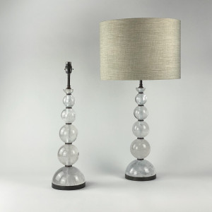 Pair Of Large Rock Crystal Graduated Ball Lamps On Brown Bronze Bases (T7272)
