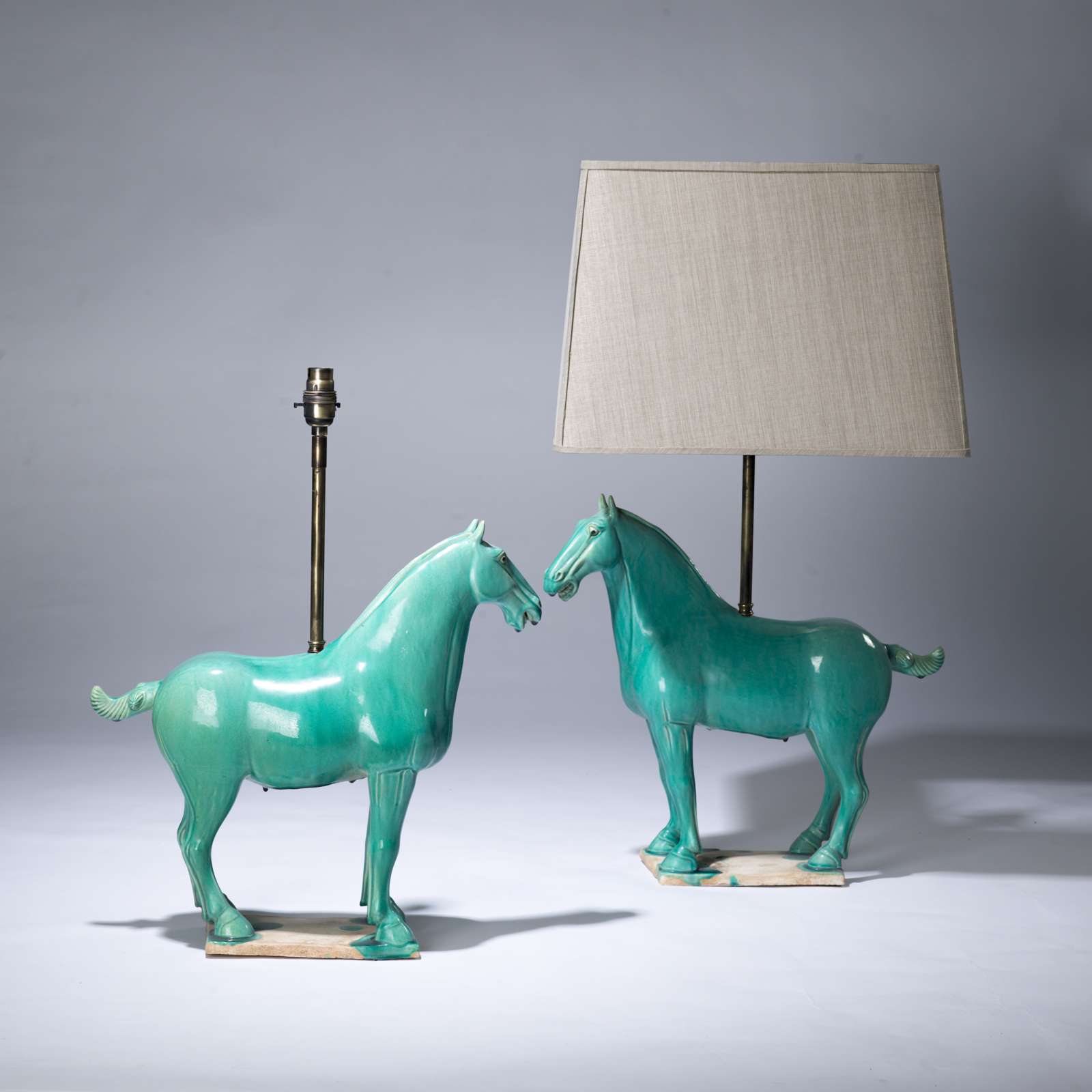 Pair Of Medium Turquoise Ceramic Horse Lamps T3649 Tyson Decorative Lighting And Bespoke Furniture