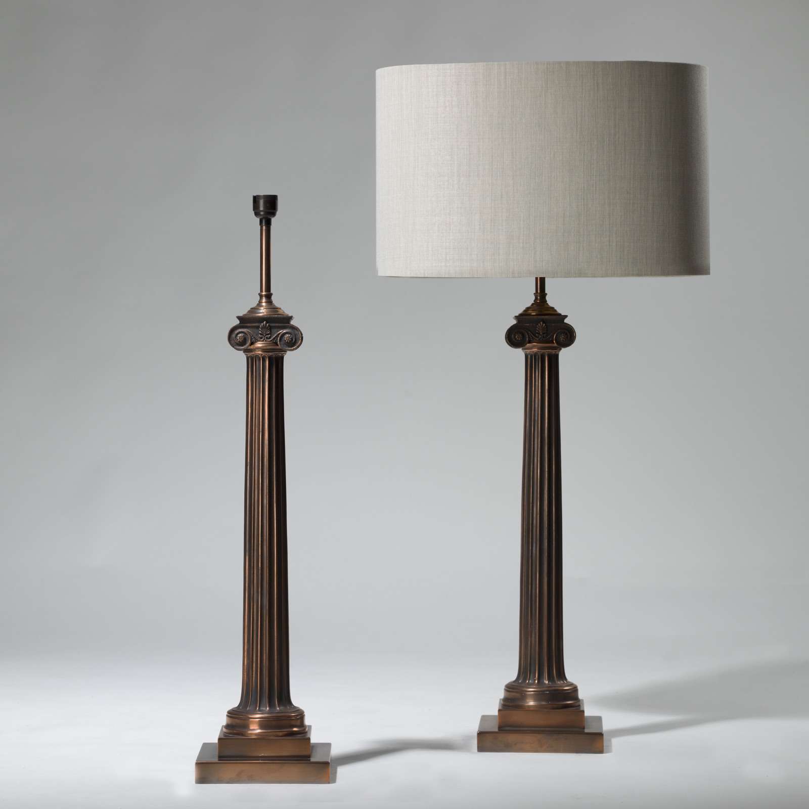 Pair Of Tall Antique Copper Column Lamps (T3983) TYSON DECORATIVE