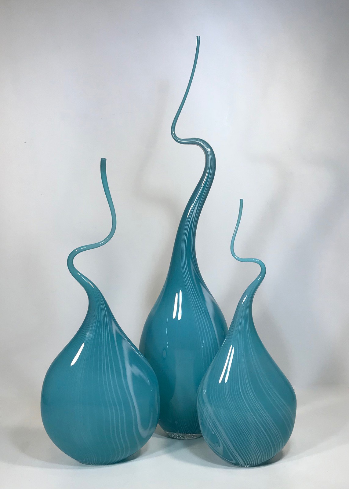 Teal Blue 'squiggle Vase' (T4690) TYSON DECORATIVE LIGHTING AND