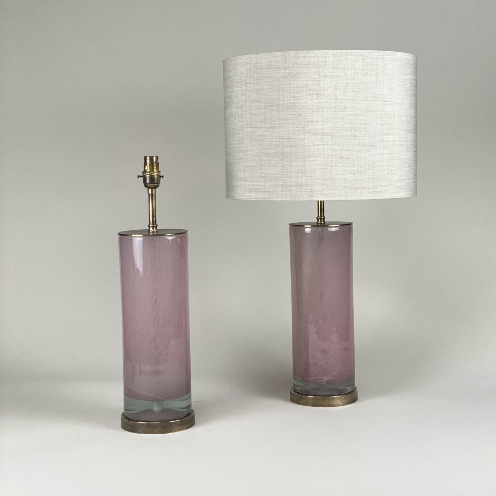 Pair Of Small Pink Glass Bubble Lamps With Antique Brass Bases T5399 Tyson Decorative Lighting And Bespoke Furniture
