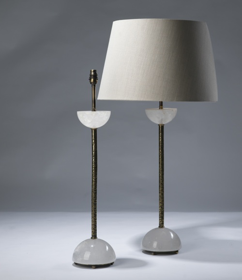 Pair Of Large Clear Rock Crystal 'clifton' Lamps On Distressed Brass Bases
