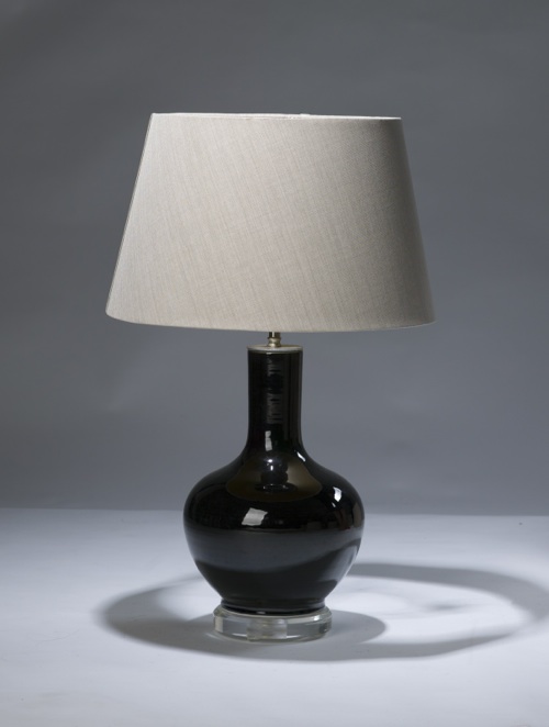 Single Medium Black Ceramic Lamp On Perspex Base