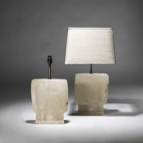 Pair Of Medium Alabaster 'face' Lamps