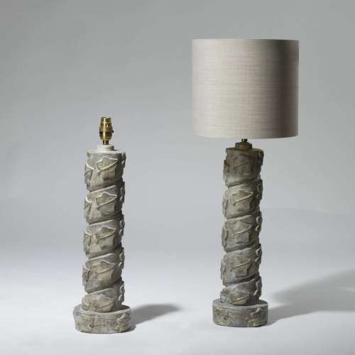 Pair Of Medium Italian Wooden 'Ivy' C1860 Painted Column  Lamps