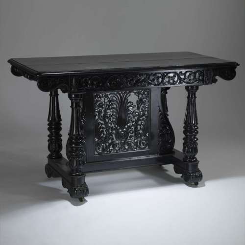 Anglo Indian Black Lacquered Side Table With Drawer Circa 1830