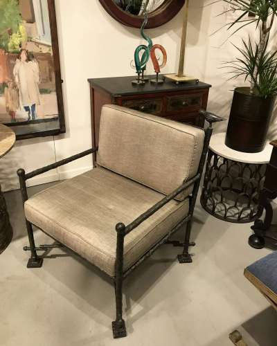 Single Wrought Iron Garden/conservatory Armchair With Cushions