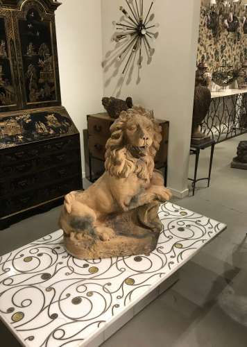 Late 18th/early 19th Century French Hand-modelled Terracotta Lion