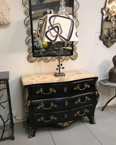 One French Bombe Chest Of Drawers With Bronze Mounts & Marble Tops