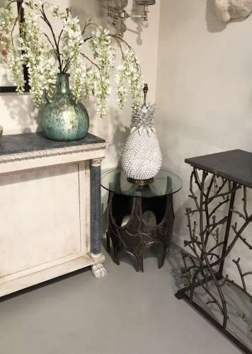 Pair Of Unique Modern Wrought Iron Brutalist Side Tables
